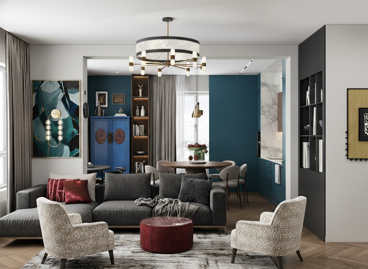 Дизайн гостиной в стиле Британский — фото интерьера от нейросети RoomGPT