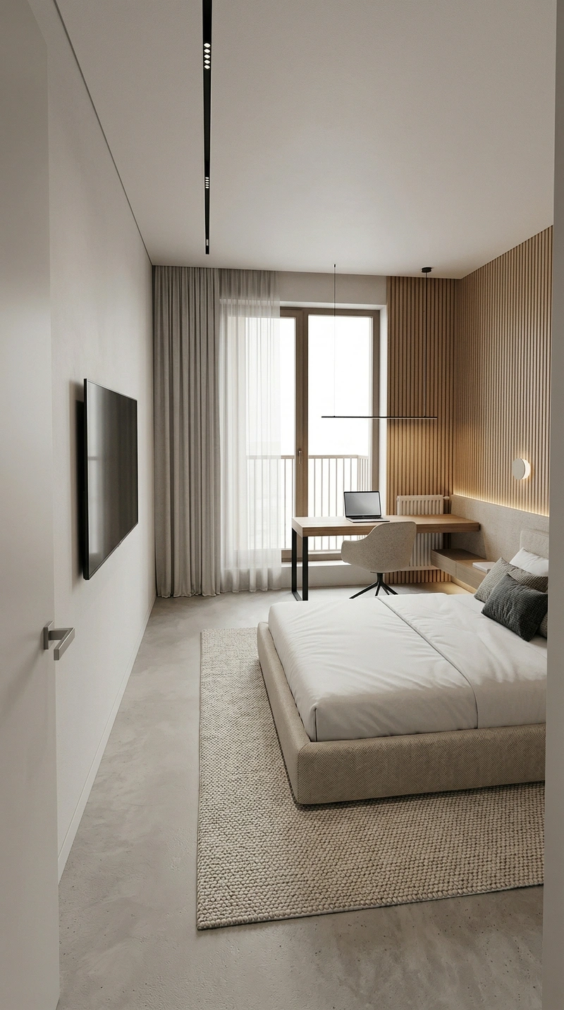 Дизайн спальни в стиле Минимализм — фото интерьера от нейросети RoomGPT