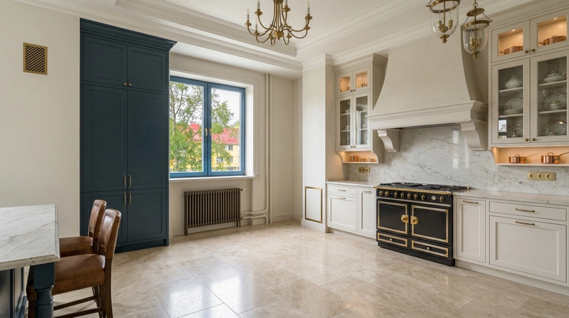 Дизайн кухни в стиле Классика — фото интерьера от нейросети RoomGPT