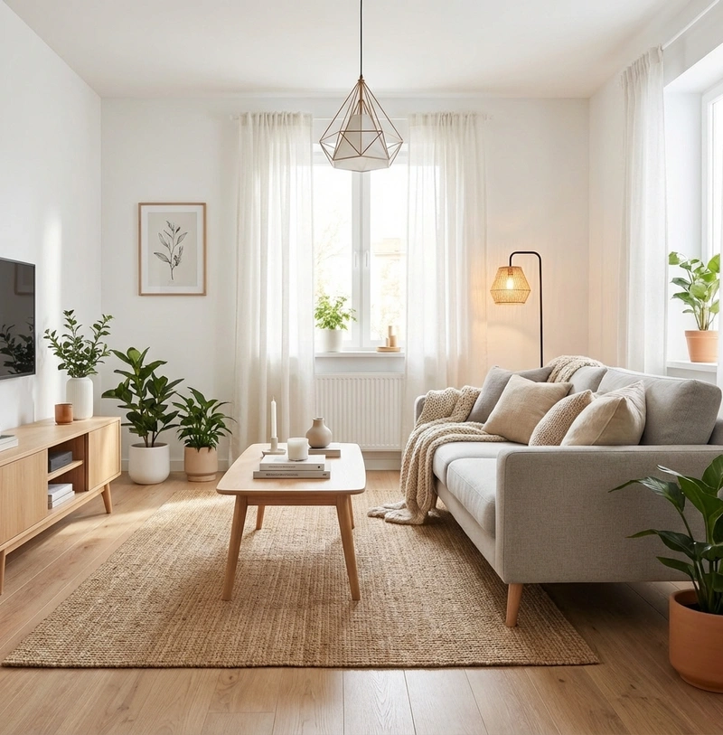 Дизайн интерьера в стиле Хюгге — Гостиная от нейросети RoomGPT