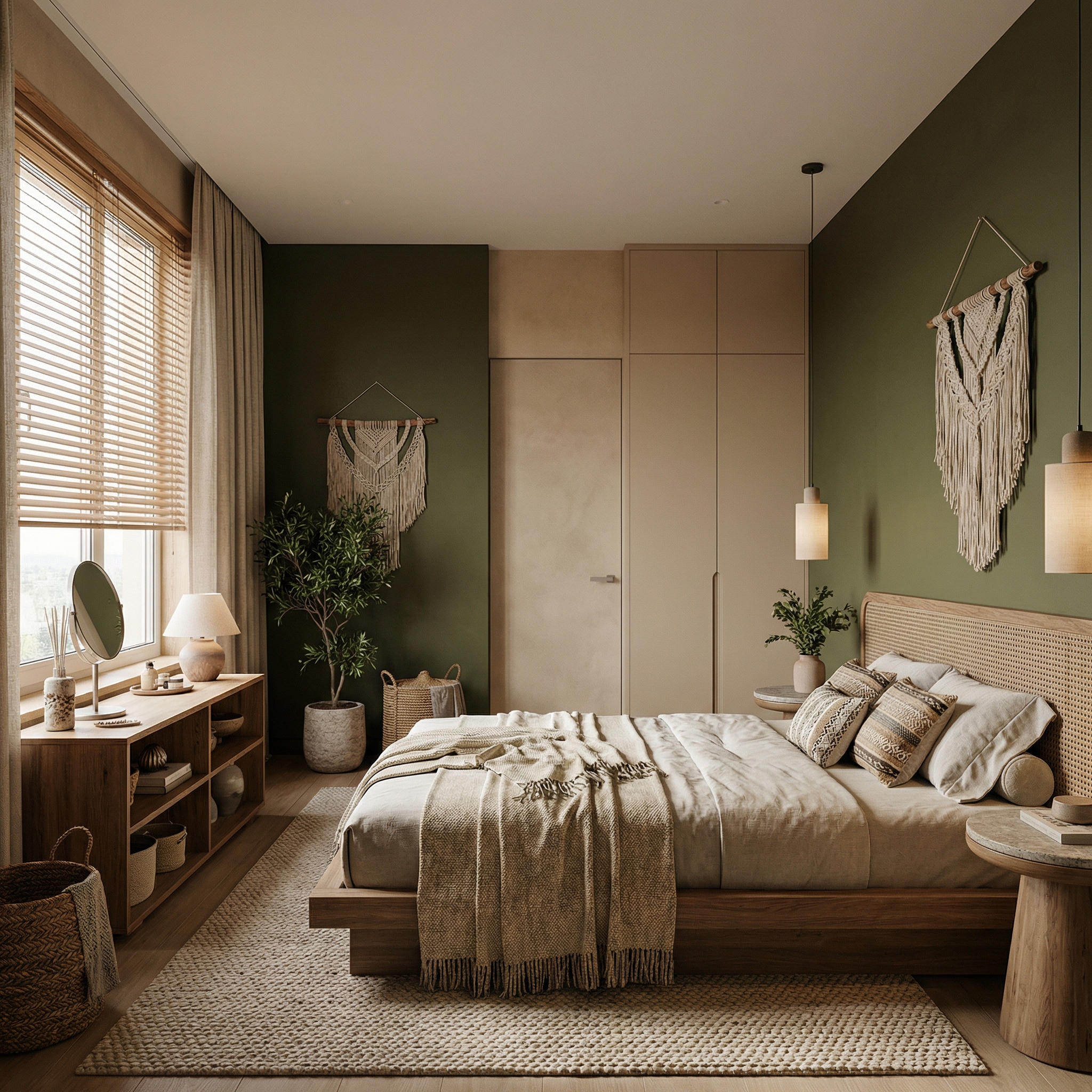 Дизайн спальни в стиле Japandi — фото интерьера от нейросети RoomGPT