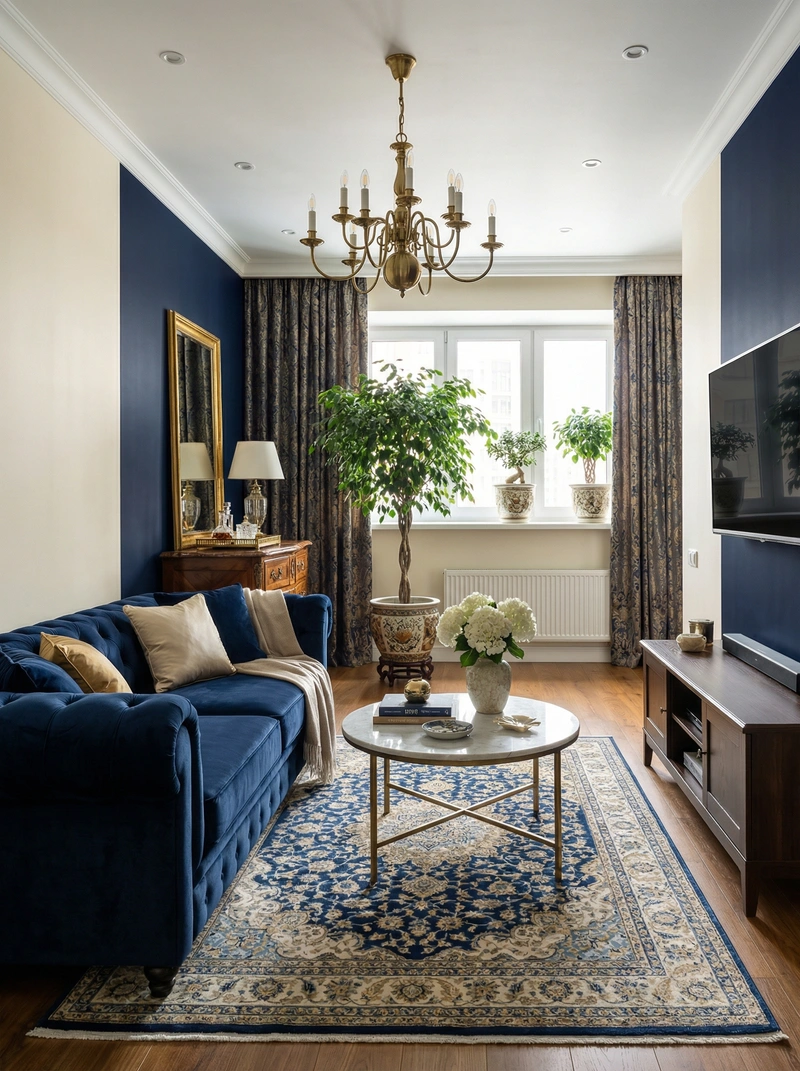 Дизайн интерьера в стиле Классика — Гостиная от нейросети RoomGPT