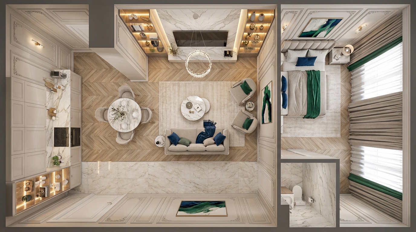 Дизайн гостиной в стиле Классика — фото интерьера от нейросети RoomGPT