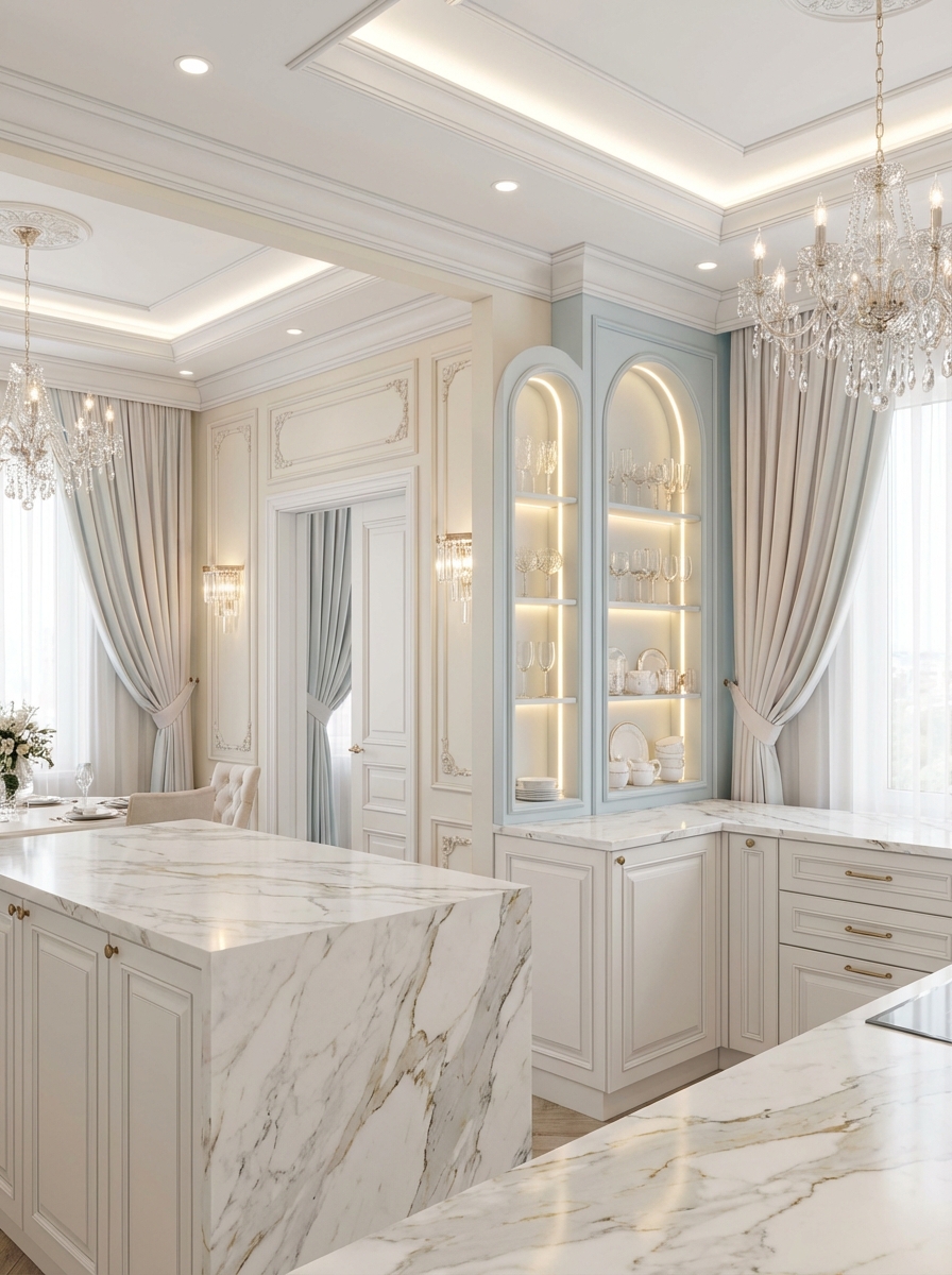 Дизайн кухни в стиле Классика — фото интерьера от нейросети RoomGPT