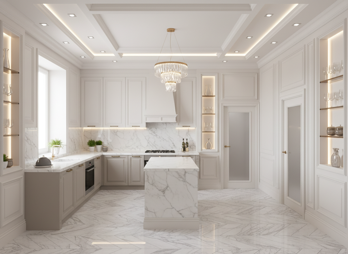 Дизайн кухни в стиле Классика — фото интерьера от нейросети RoomGPT