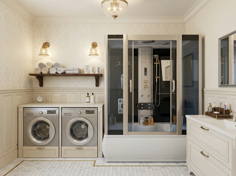 Дизайн ванной в стиле Классика — фото интерьера от нейросети RoomGPT