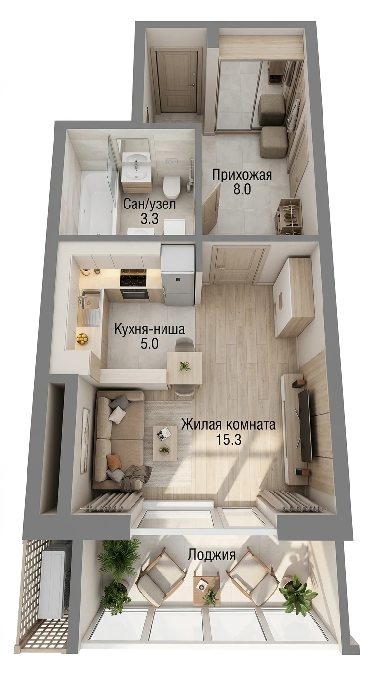 Дизайн гостиной в стиле Контемпорари — фото интерьера от нейросети RoomGPT