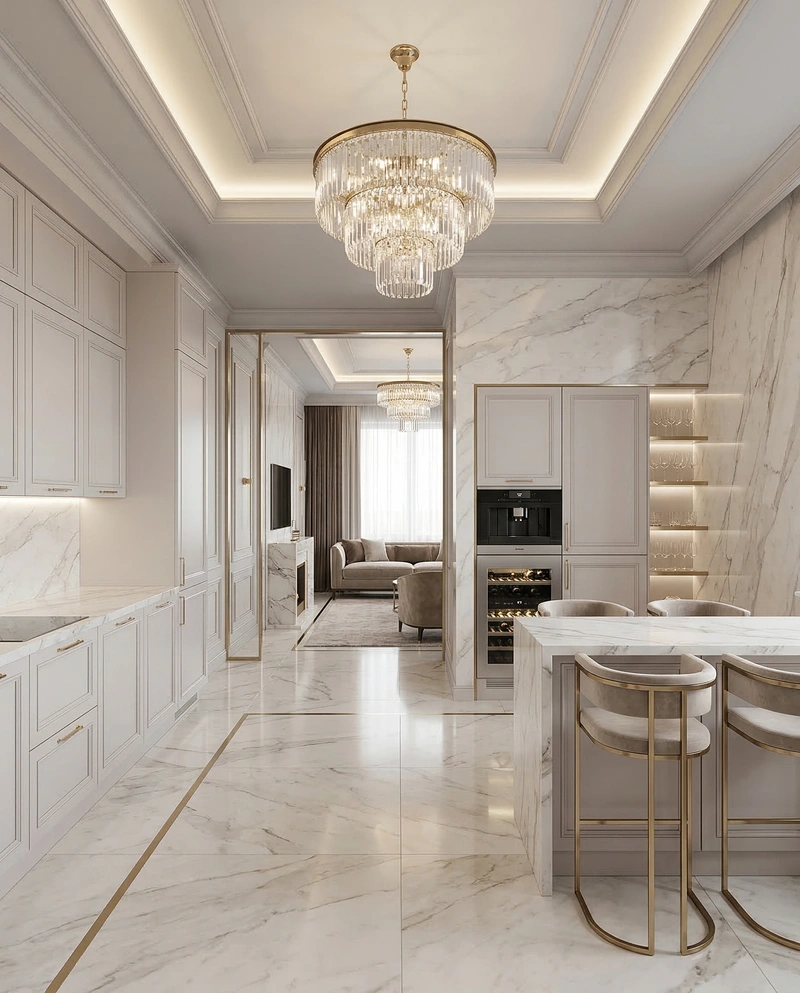 Дизайн кухни в стиле Неоклассика — фото интерьера от нейросети RoomGPT