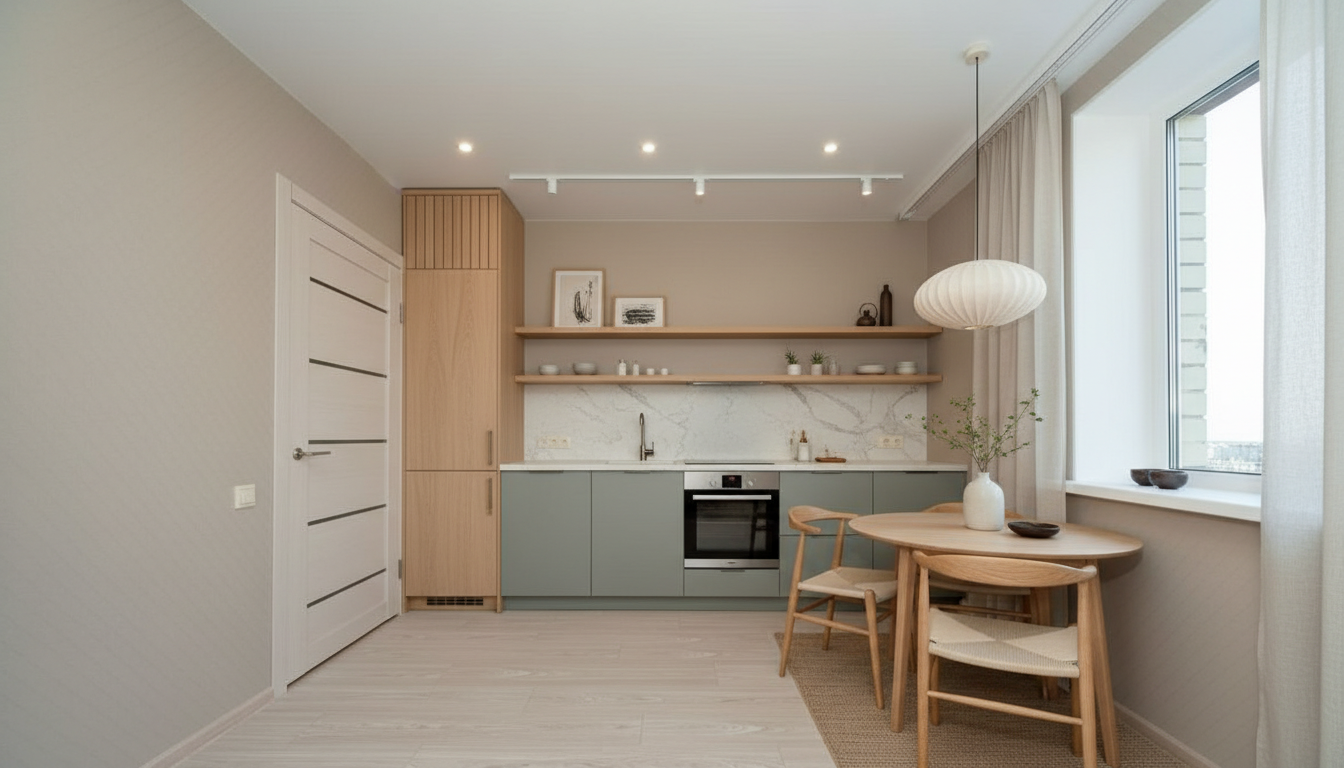 Дизайн кухни в стиле Japandi — фото интерьера от нейросети RoomGPT