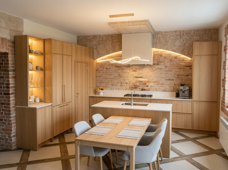 Дизайн кухни в стиле Сканди — фото интерьера от нейросети RoomGPT