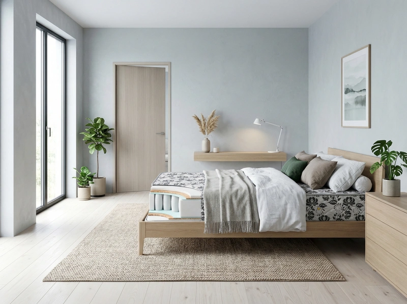 Дизайн спальни в стиле Сканди — фото интерьера от нейросети RoomGPT
