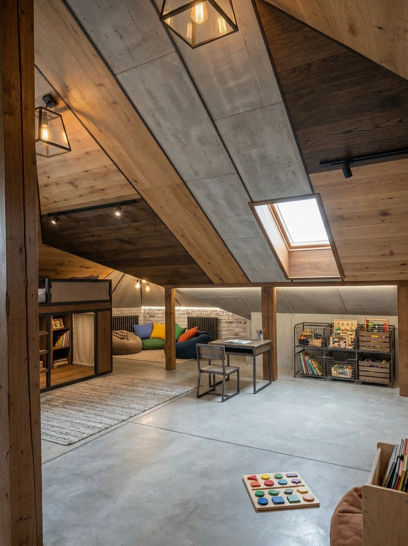 Дизайн детской в стиле Лофт — фото интерьера от нейросети RoomGPT