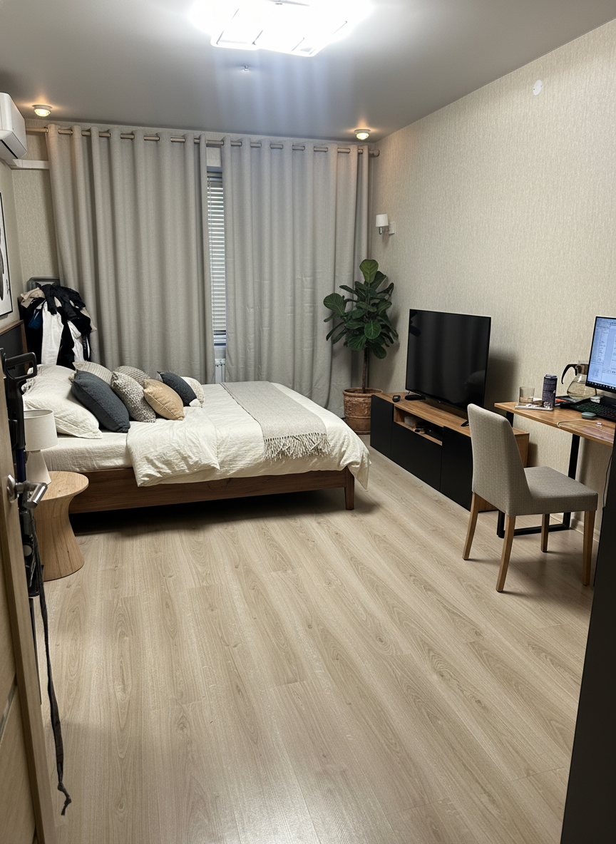 Дизайн спальни в стиле Japandi — фото интерьера от нейросети RoomGPT