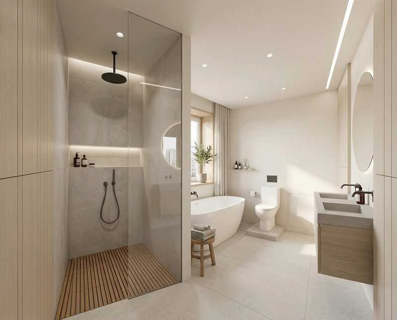 Дизайн ванной в стиле Сканди — фото интерьера от нейросети RoomGPT