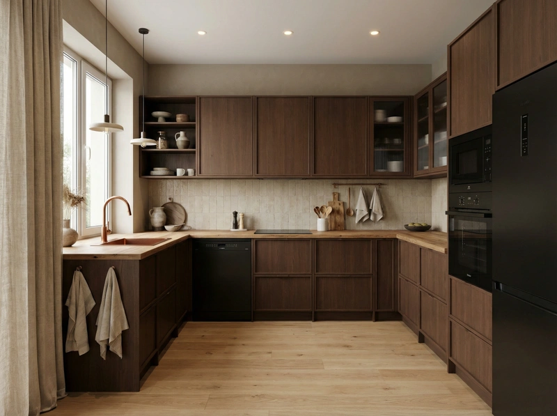 Дизайн кухни в стиле Japandi — фото интерьера от нейросети RoomGPT