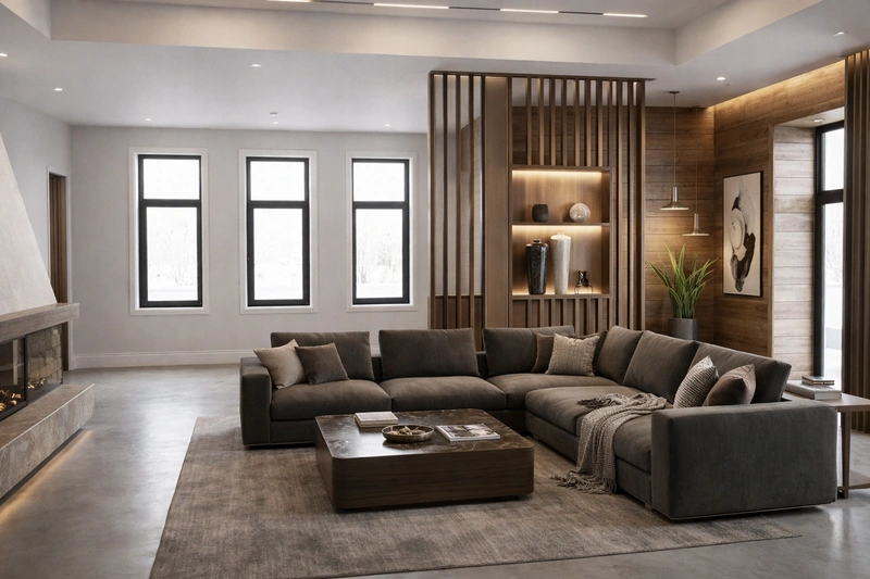 Дизайн интерьера в стиле Контемпорари — Гостиная от нейросети RoomGPT