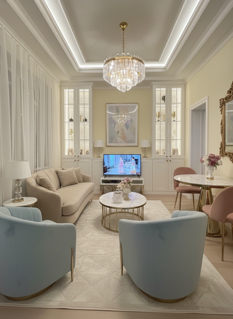 Дизайн интерьера в стиле Неоклассика — Гостиная от нейросети RoomGPT