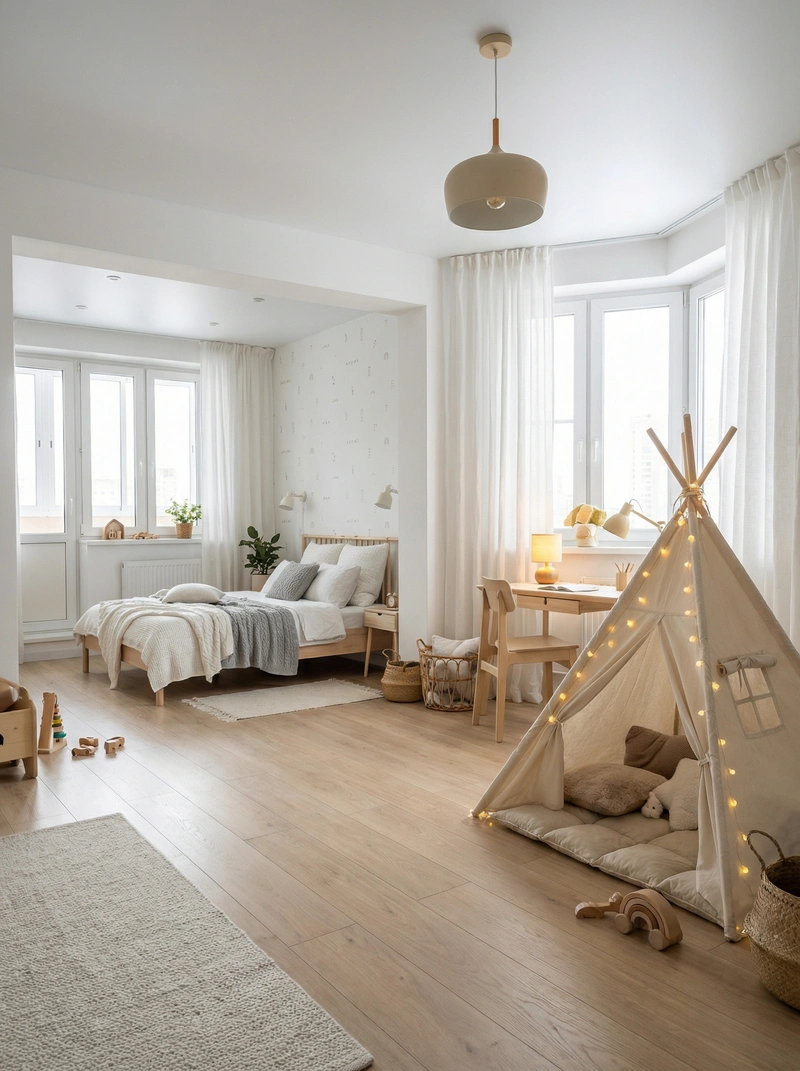 Дизайн интерьера в стиле Хюгге — Детская от нейросети RoomGPT