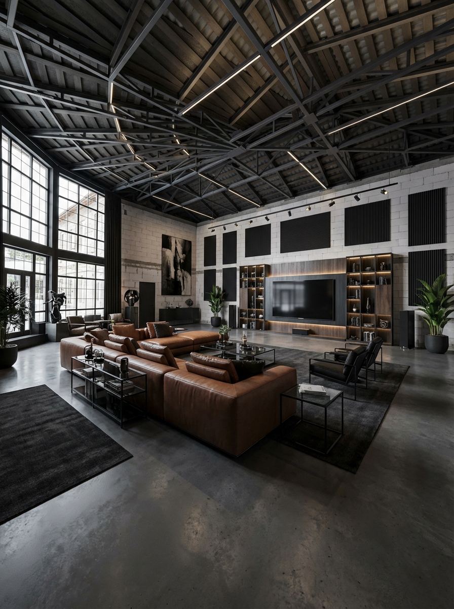 Дизайн гостиной в стиле Блэктэк — фото интерьера от нейросети RoomGPT