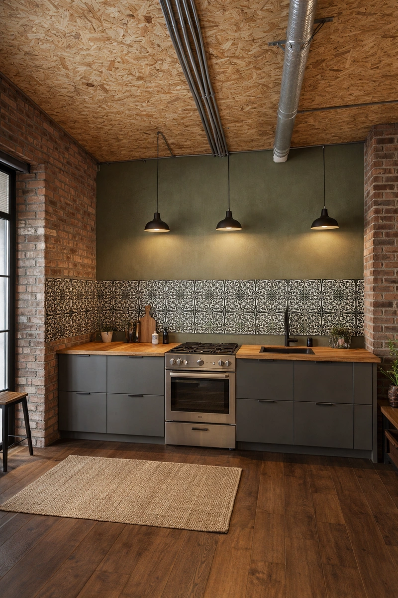 Дизайн интерьера в стиле Лофт — Кухня от нейросети RoomGPT