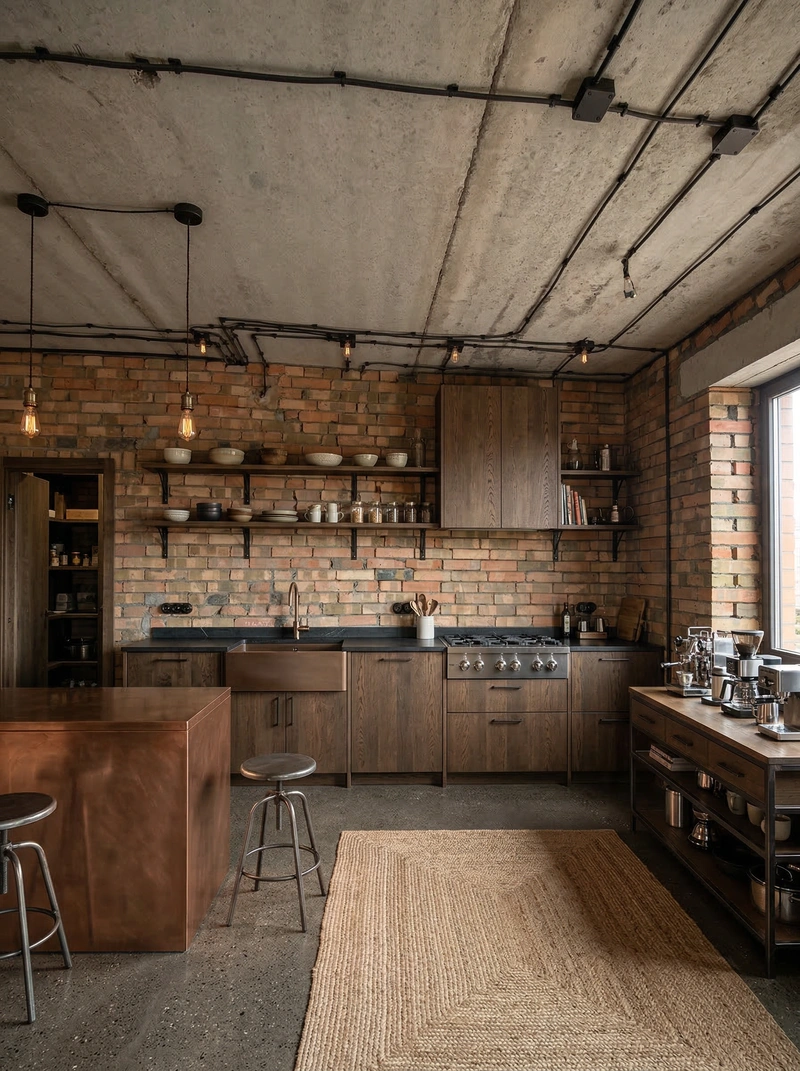 Дизайн кухни в стиле Лофт — фото интерьера от нейросети RoomGPT