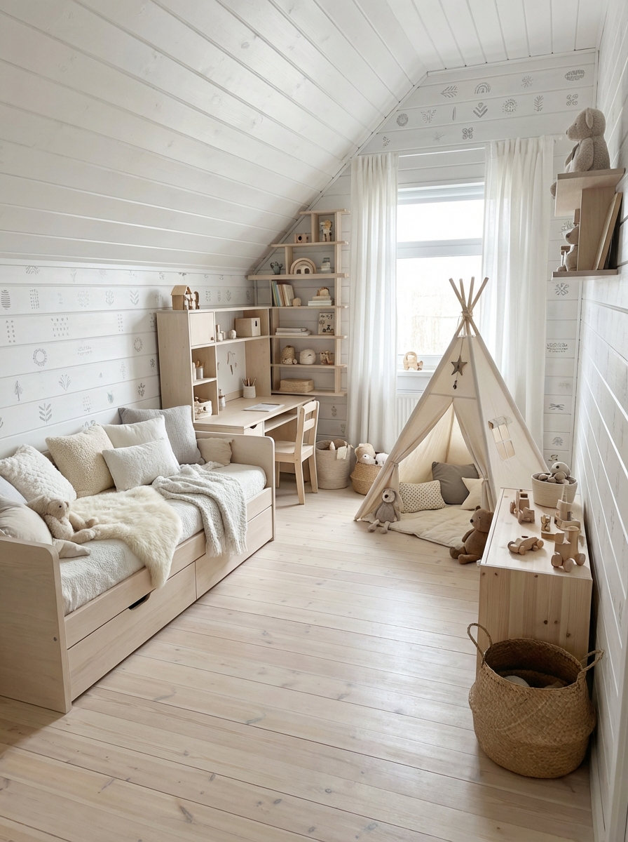 Дизайн детской в стиле Хюгге — фото интерьера от нейросети RoomGPT