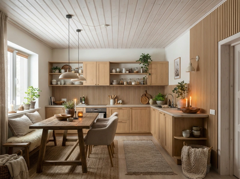 Дизайн интерьера в стиле Хюгге — Кухня от нейросети RoomGPT