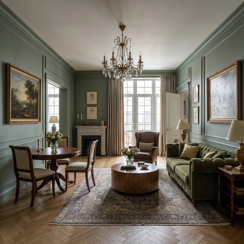 Дизайн интерьера в стиле Классика — Гостиная от нейросети RoomGPT