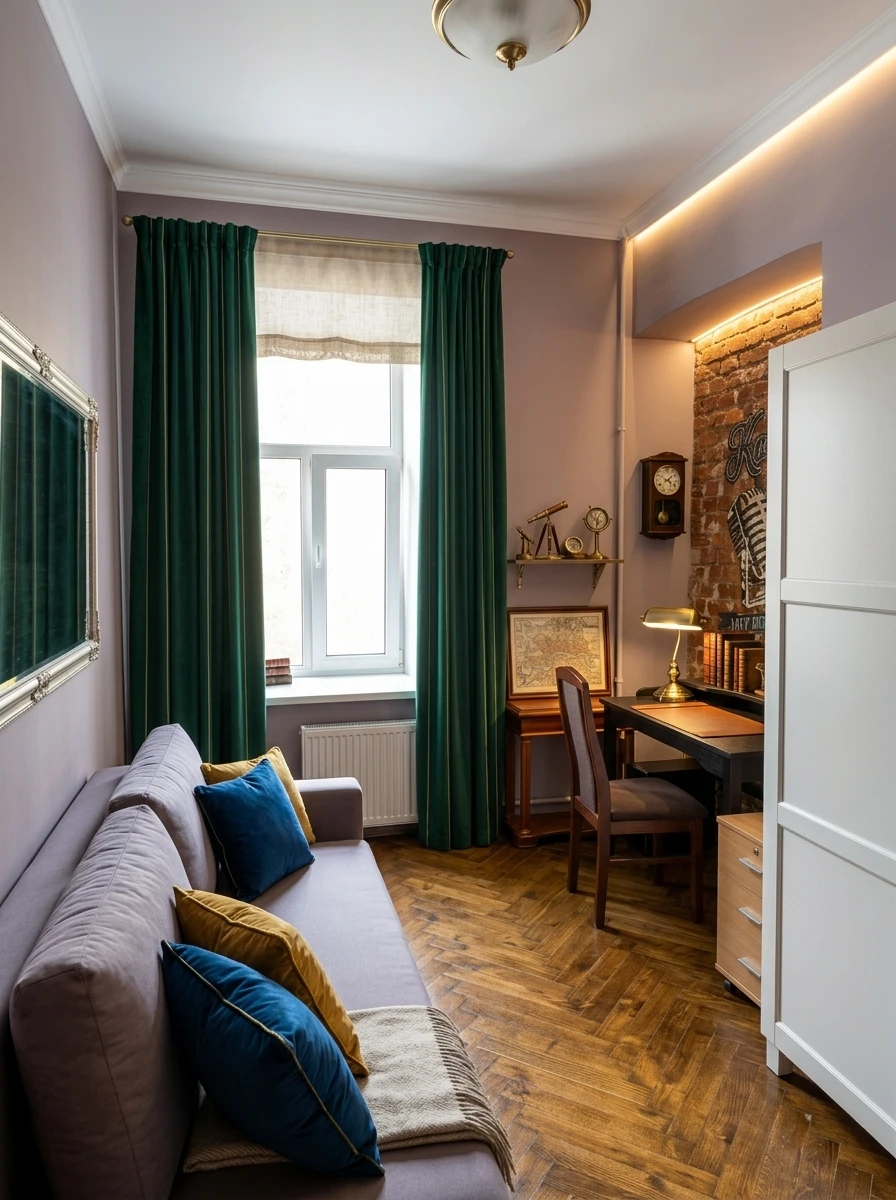 Дизайн кабинета в стиле Британский — фото интерьера от нейросети RoomGPT