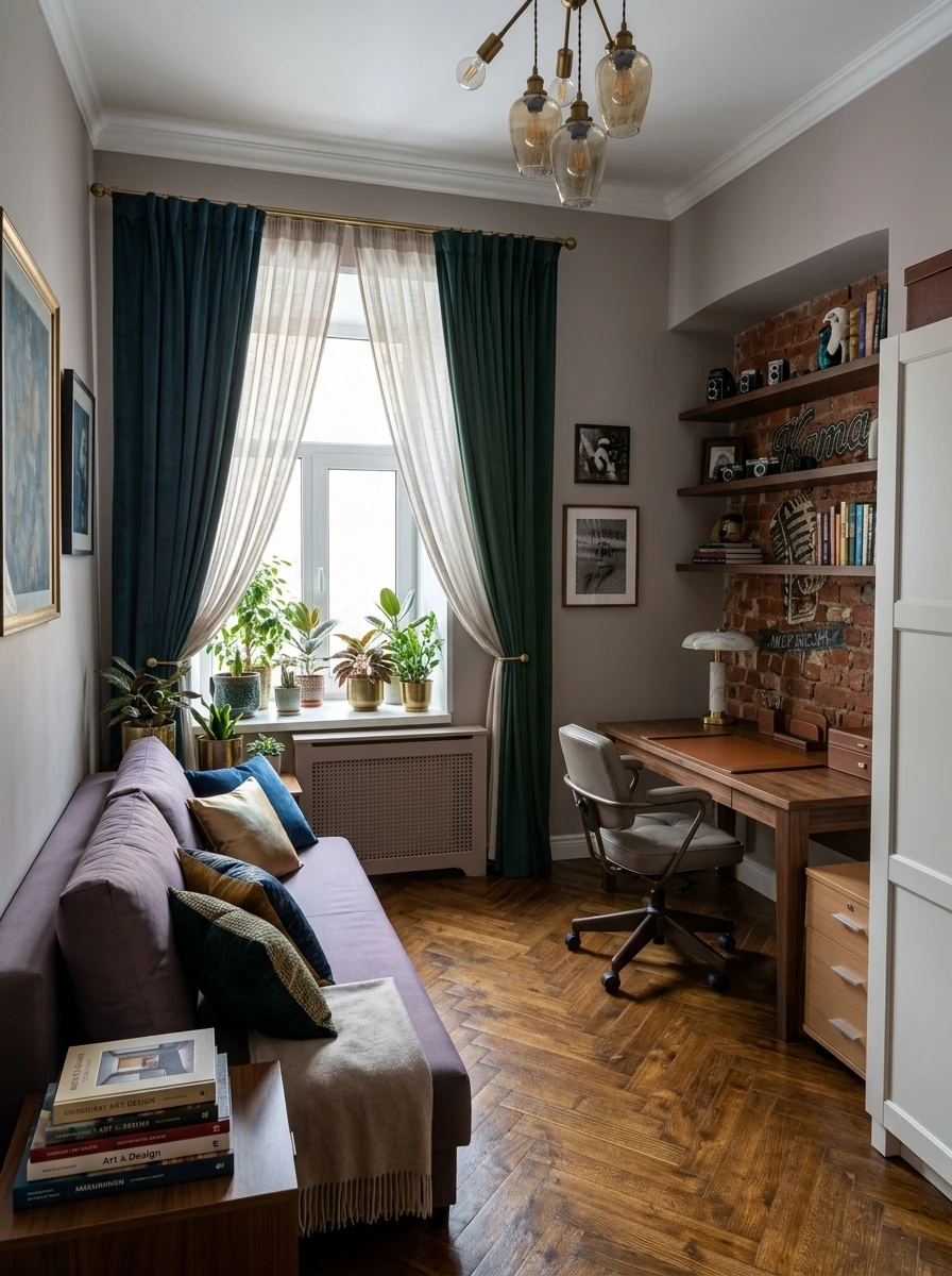 Дизайн кабинета в стиле Эклектика — фото интерьера от нейросети RoomGPT