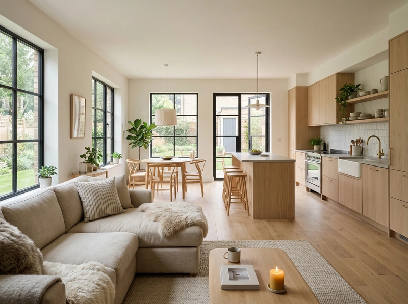 Дизайн интерьера в стиле Хюгге — Гостиная от нейросети RoomGPT