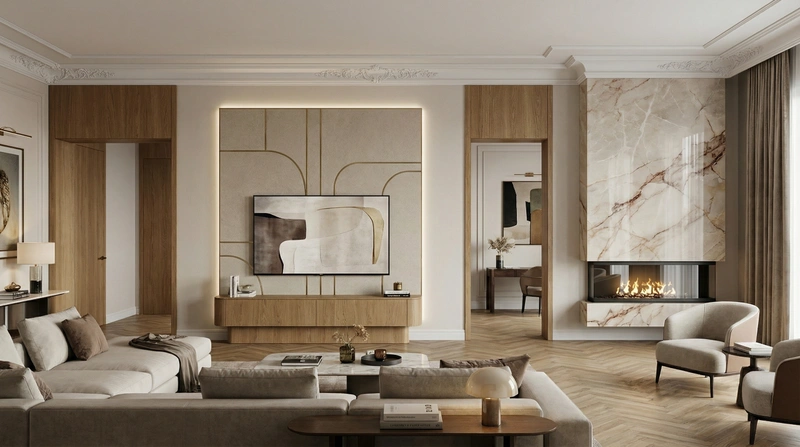 Дизайн гостиной в стиле Классика — фото интерьера от нейросети RoomGPT