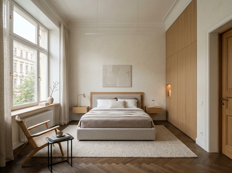 Дизайн интерьера в стиле Минимализм — Спальня от нейросети RoomGPT