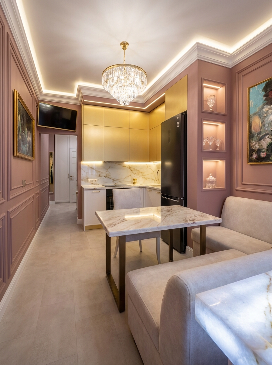 Дизайн кухни в стиле Классика — фото интерьера от нейросети RoomGPT