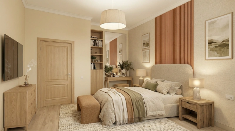 Дизайн спальни в стиле Хюгге — фото интерьера от нейросети RoomGPT