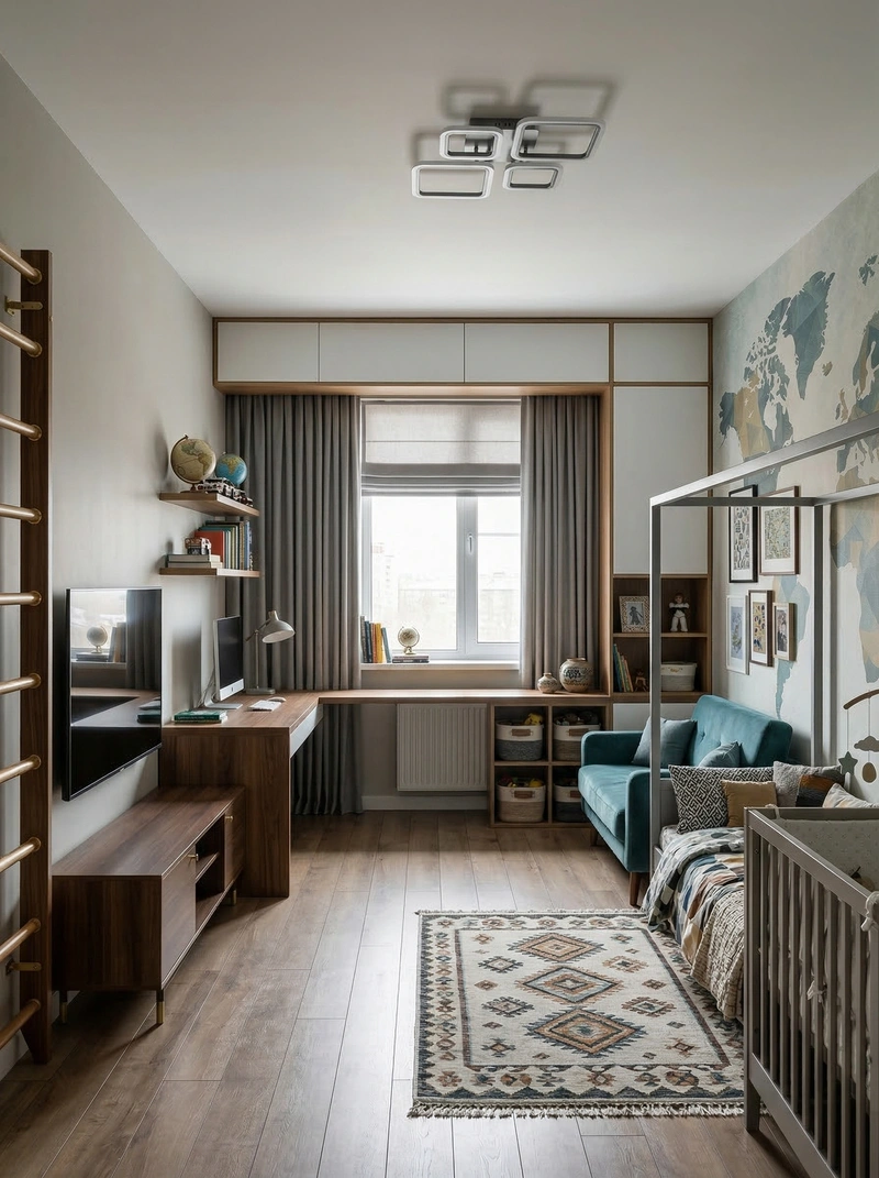 Дизайн детской в стиле Эклектика — фото интерьера от нейросети RoomGPT