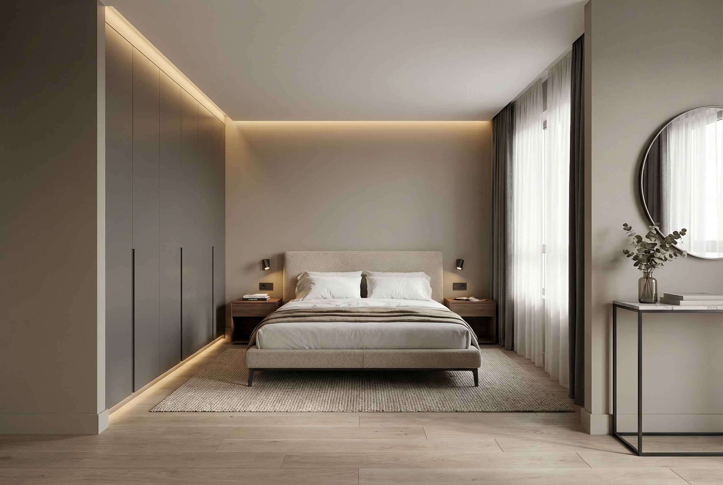 Дизайн спальни в стиле Минимализм — фото интерьера от нейросети RoomGPT