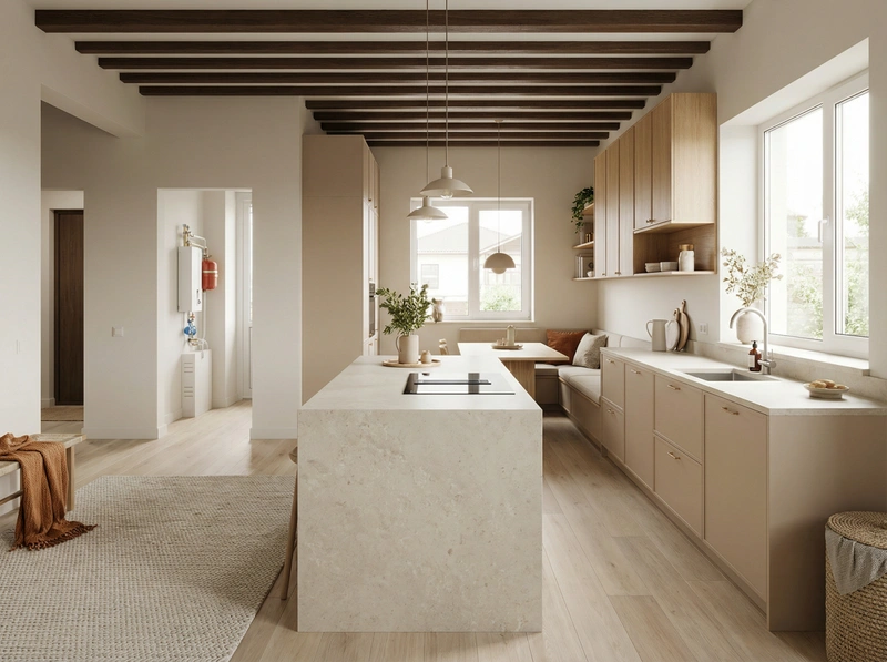 Дизайн интерьера в стиле Контемпорари — Кухня от нейросети RoomGPT