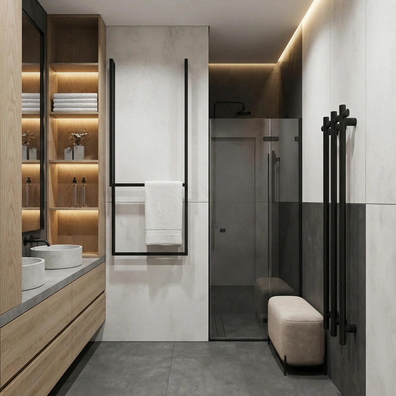 Дизайн интерьера в стиле Контемпорари — Ванная от нейросети RoomGPT