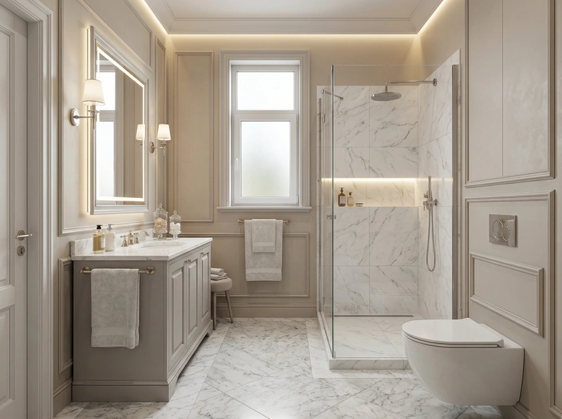 Дизайн интерьера в стиле Классика — Ванная от нейросети RoomGPT