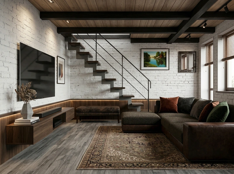 Дизайн гостиной в стиле Лофт — фото интерьера от нейросети RoomGPT