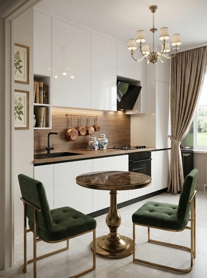 Дизайн кухни в стиле Классика — фото интерьера от нейросети RoomGPT