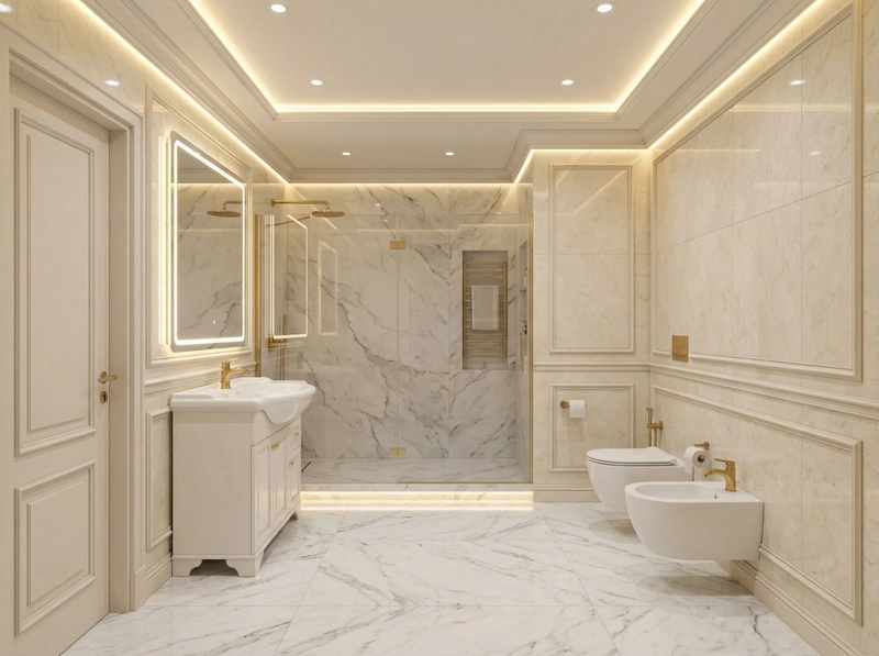 Дизайн интерьера в стиле Классика — Ванная от нейросети RoomGPT