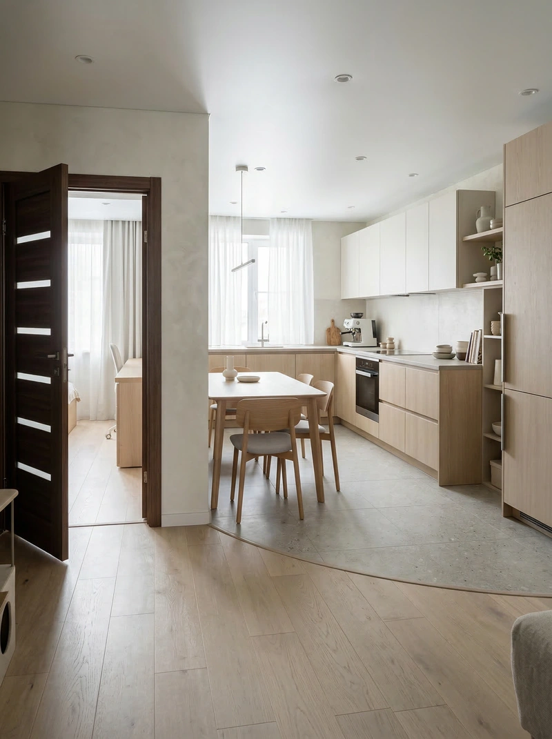 Дизайн кухни в стиле Сканди — фото интерьера от нейросети RoomGPT