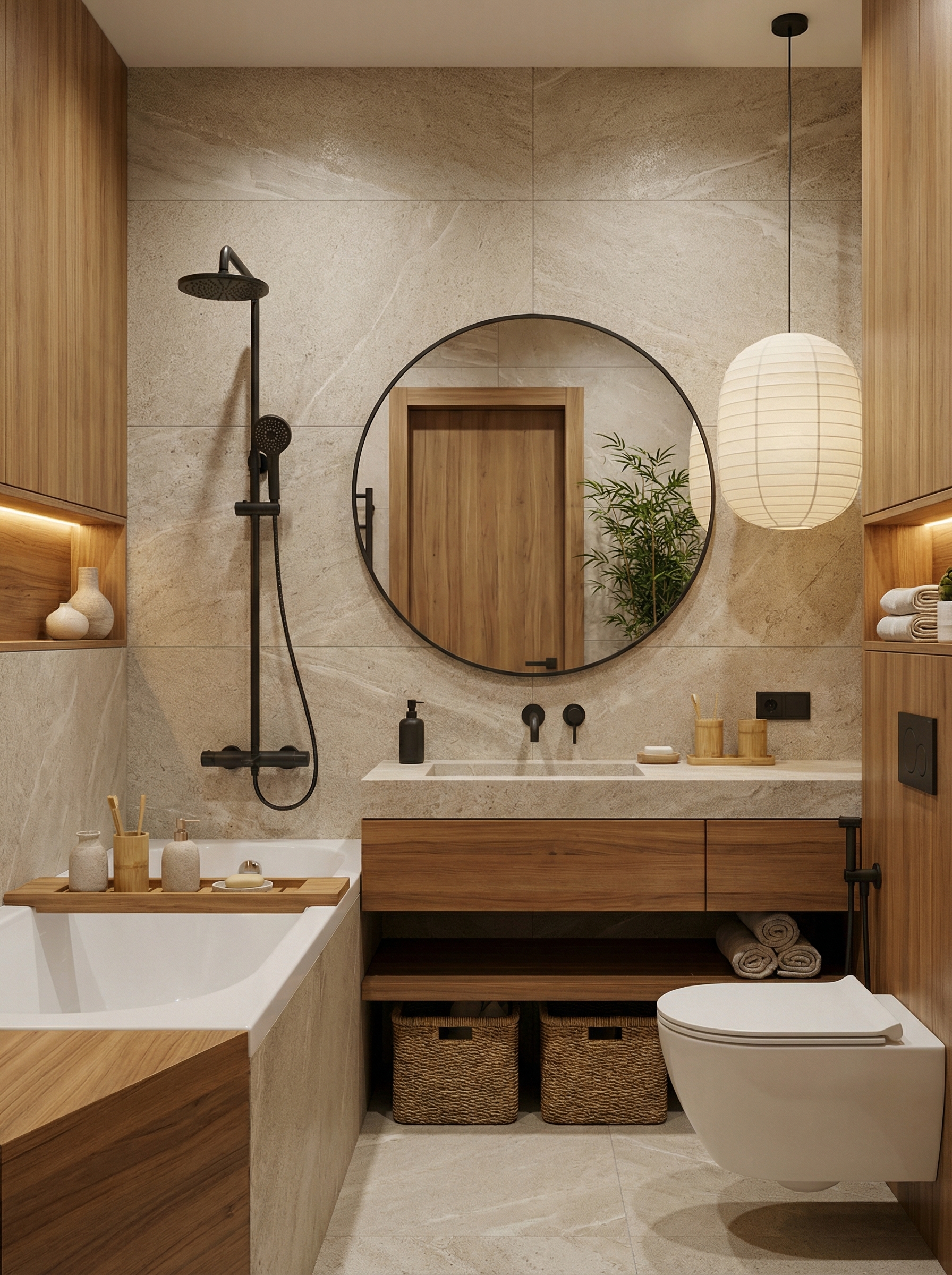 Дизайн гостиной в стиле Japandi — фото интерьера от нейросети RoomGPT