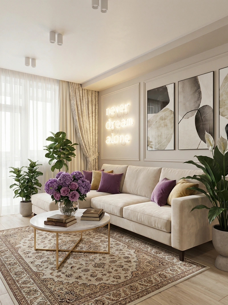 Дизайн интерьера в стиле Классика — Гостиная от нейросети RoomGPT