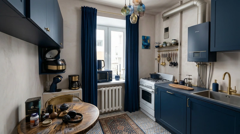 Дизайн кухни в стиле Эклектика — фото интерьера от нейросети RoomGPT