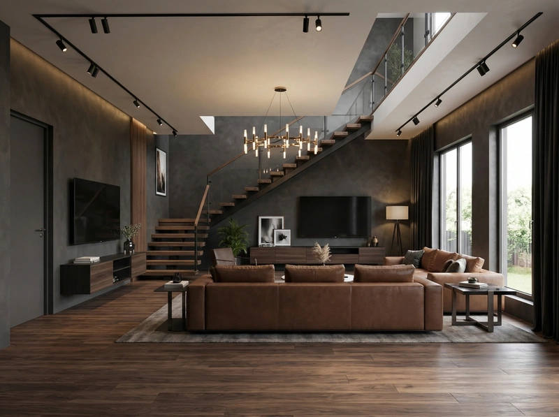 Дизайн гостиной в стиле Блэктэк — фото интерьера от нейросети RoomGPT