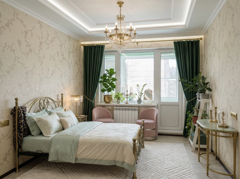 Дизайн интерьера в стиле Неоклассика — Спальня от нейросети RoomGPT