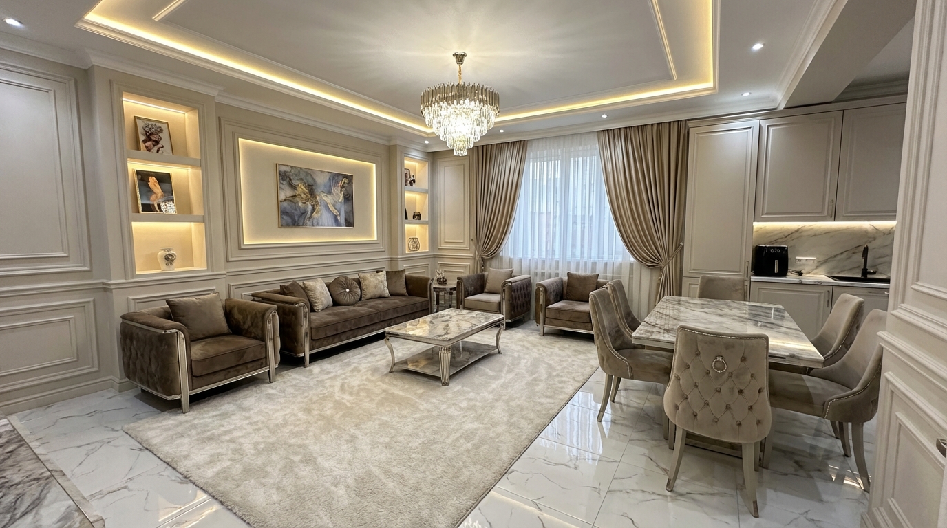 Дизайн гостиной в стиле Классика — фото интерьера от нейросети RoomGPT